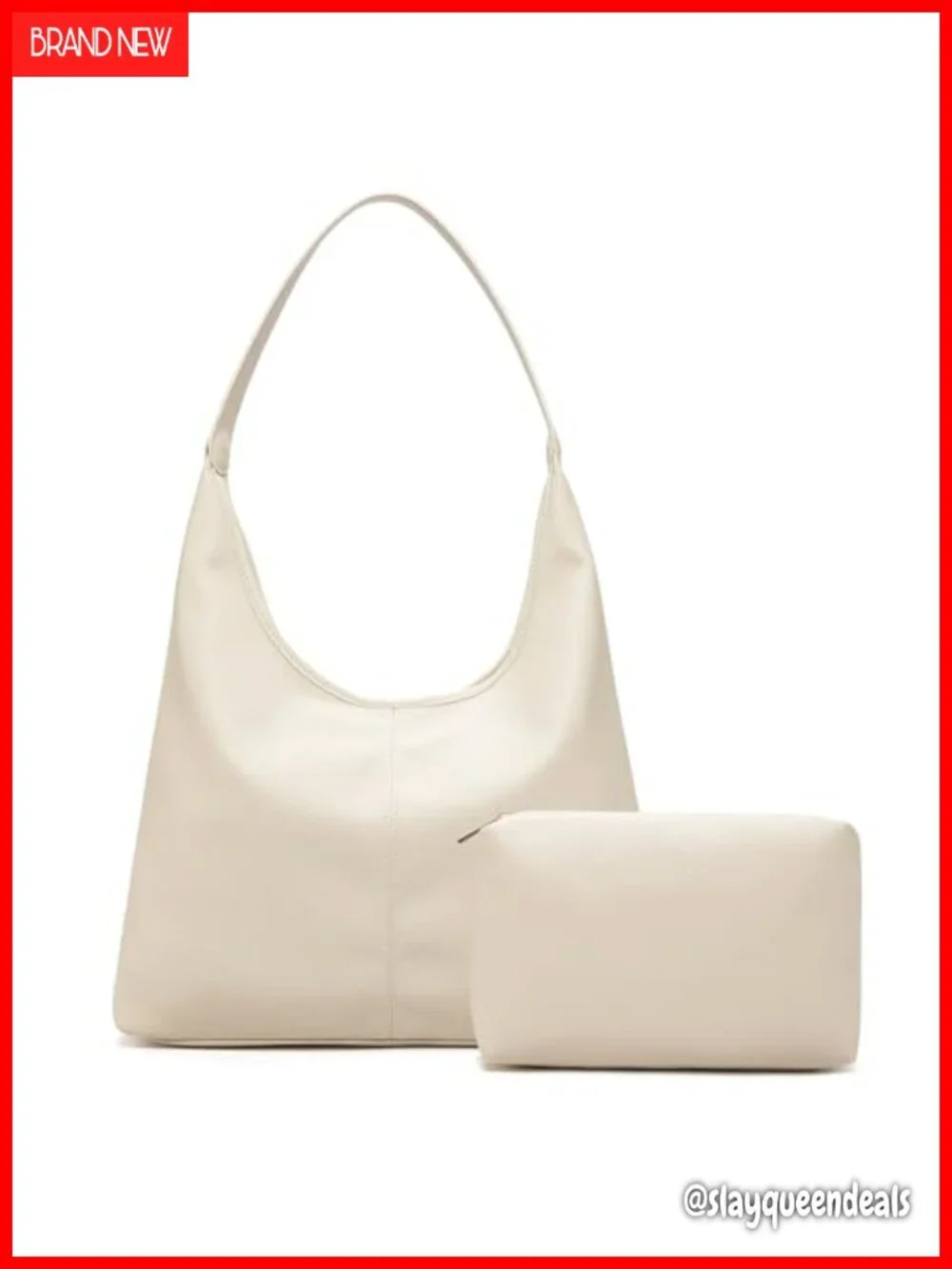 Women Vegan Leather Hobo Shoulder Bag Tote Magnetic Closure with Pouch